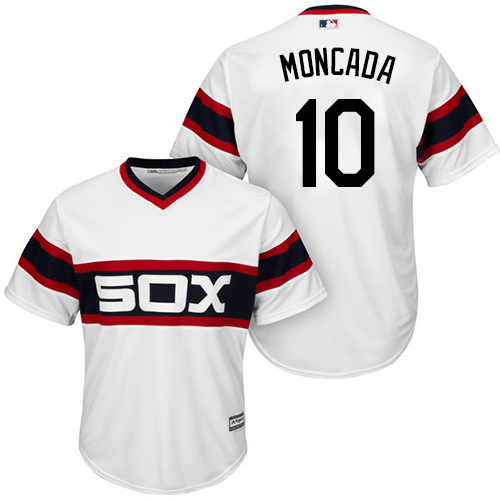 White Sox #10 Yoan Moncada White Alternate Home Cool Base Stitched Youth MLB Jersey - Click Image to Close